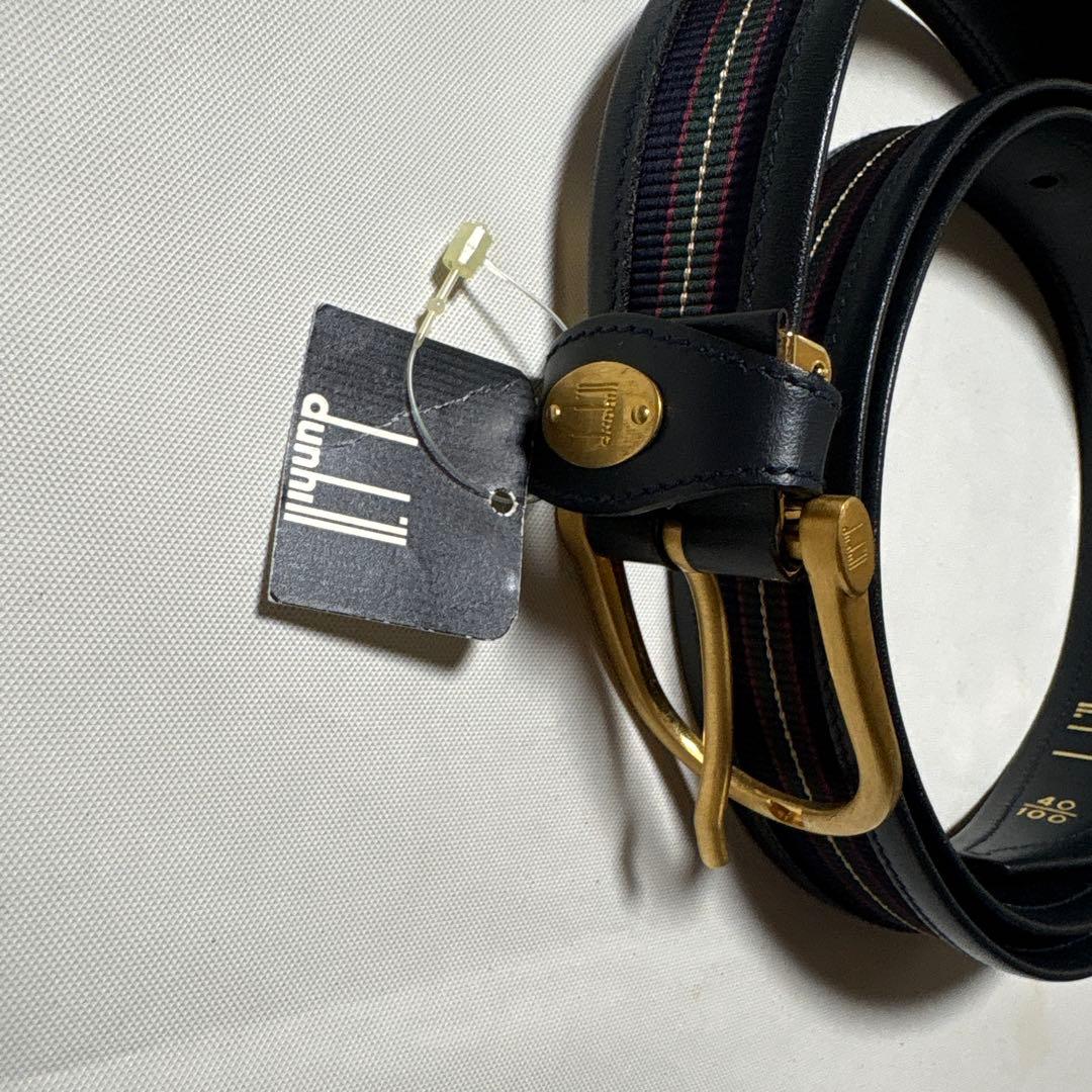 ストライプデザイン ベルト 黒に近い紺