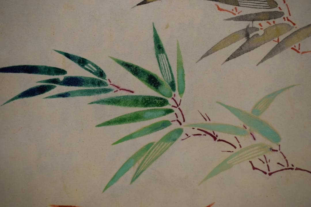 川合玉堂/笹図/桐共箱太巻箱付/布袋屋掛軸HJ-383