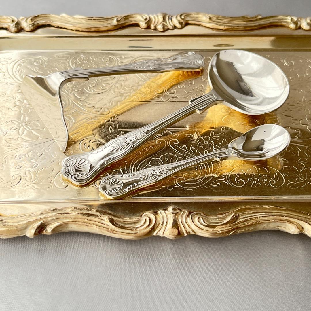 【英国】 キングスパターン ミニサーバー 3本【シルバープレート】