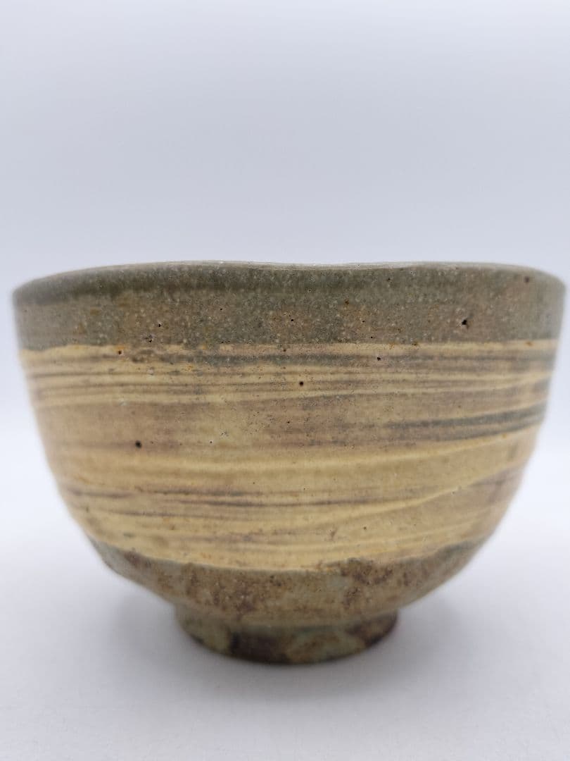 c860 数茶碗 刷毛目　青伊羅保 10客 中村与平 木箱 茶道具 古物