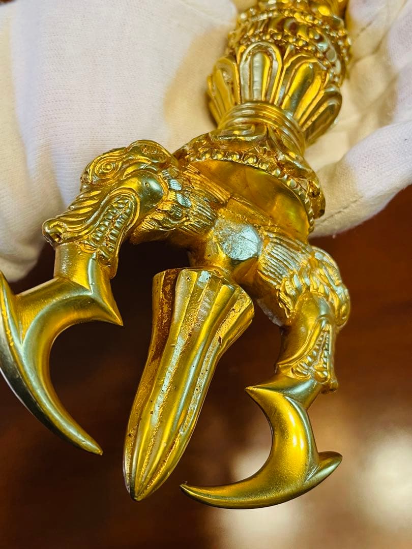 新品 未使用 法具 24金張 三鈷杵 ヴァジュラ 特大 サイズ約23㎝