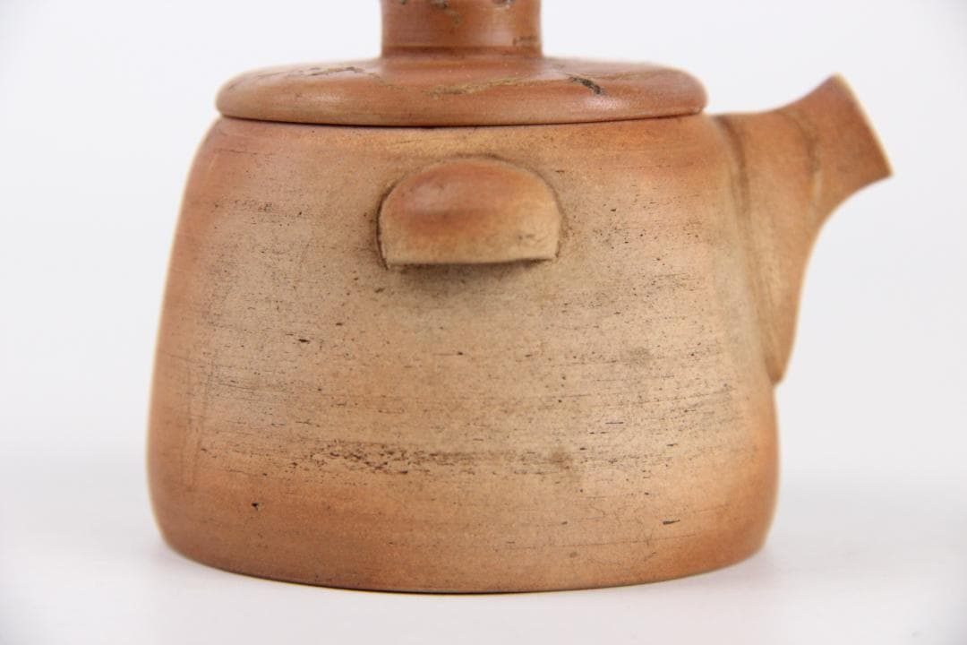 南山焼 柳仙造 朱泥焼締急須 宝瓶　手作り茶日本陶芸 煎茶道具 　EL11-18