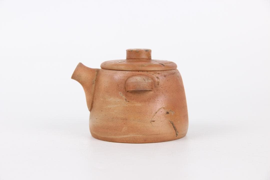 南山焼 柳仙造 朱泥焼締急須 宝瓶　手作り茶日本陶芸 煎茶道具 　EL11-18