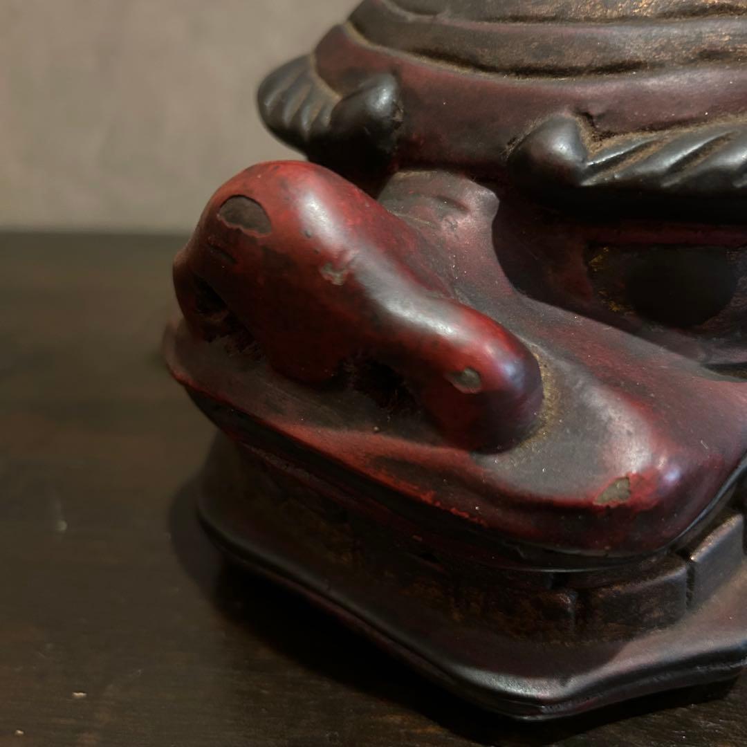 古い　獅子頭　獅子舞　骨董