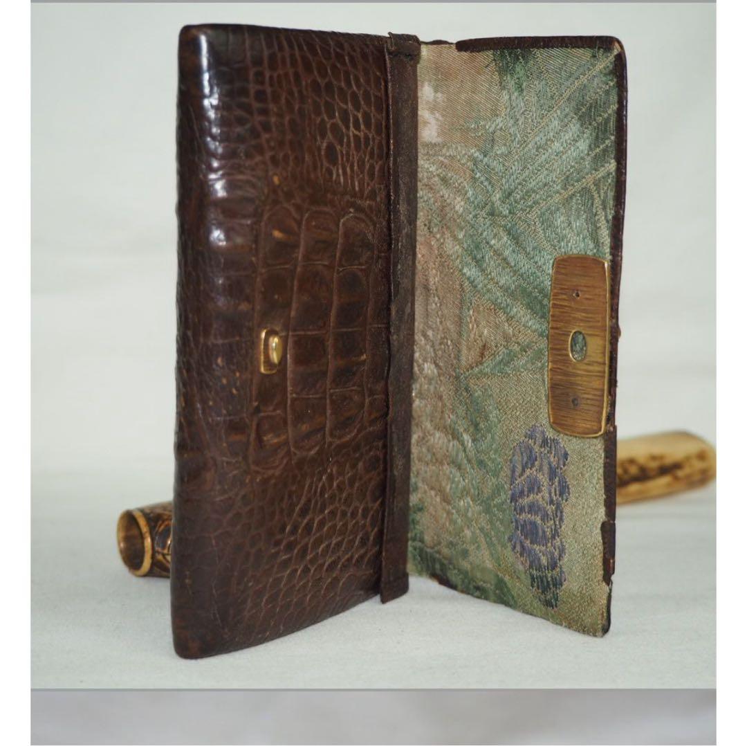 aunkyo送料無料　『正秋』造　本金金具煙草入　銀製象嵌煙管鹿角彫煙管入