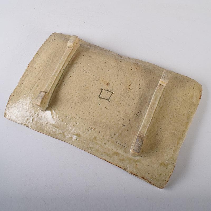 ジムシム　北大路魯山人作　黄瀬戸　織部蕪文　爼大皿　共箱　D　R8120C