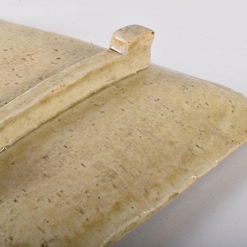 ジムシム　北大路魯山人作　黄瀬戸　織部蕪文　爼大皿　共箱　D　R8120C