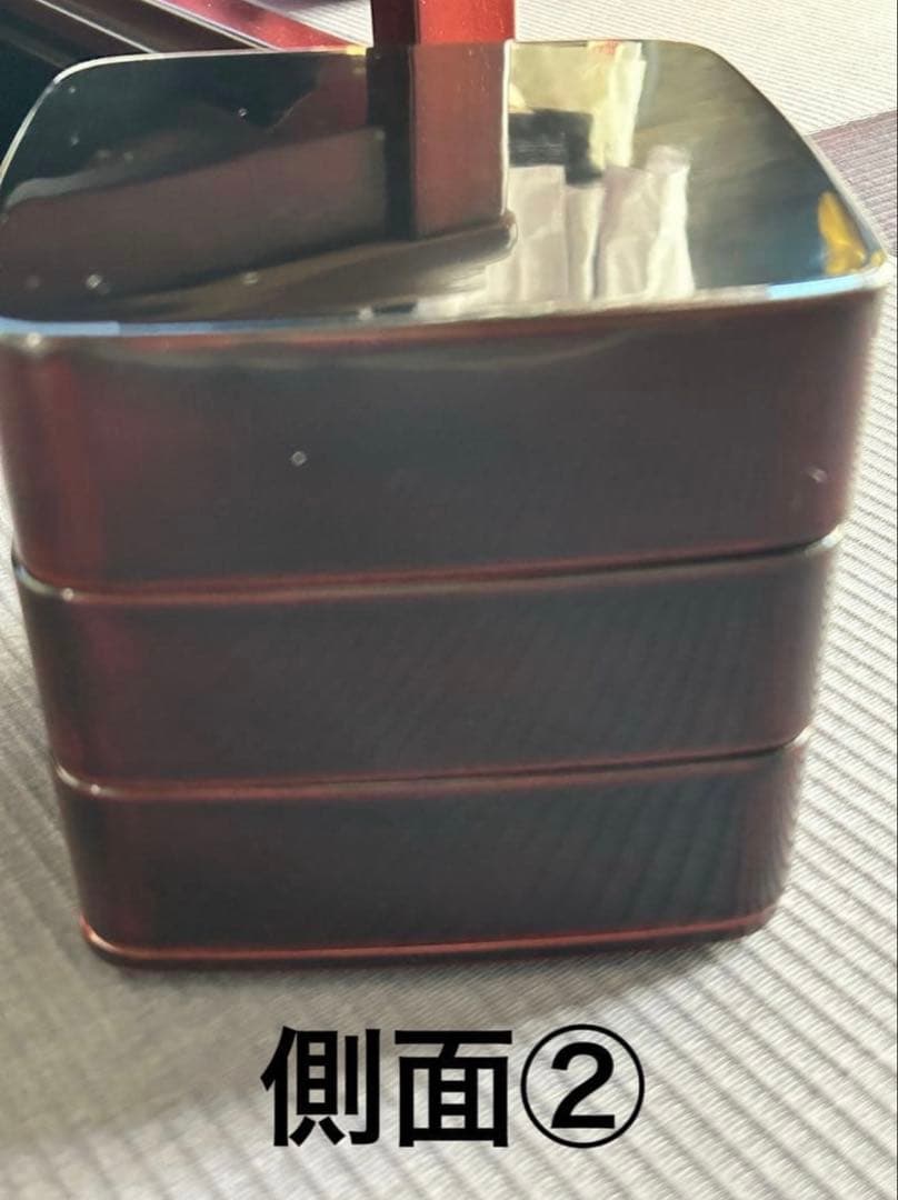 本うるし塗り　会津塗り　重箱　天然木　5寸（15㎝）　三段重　多分未使用　箱入り