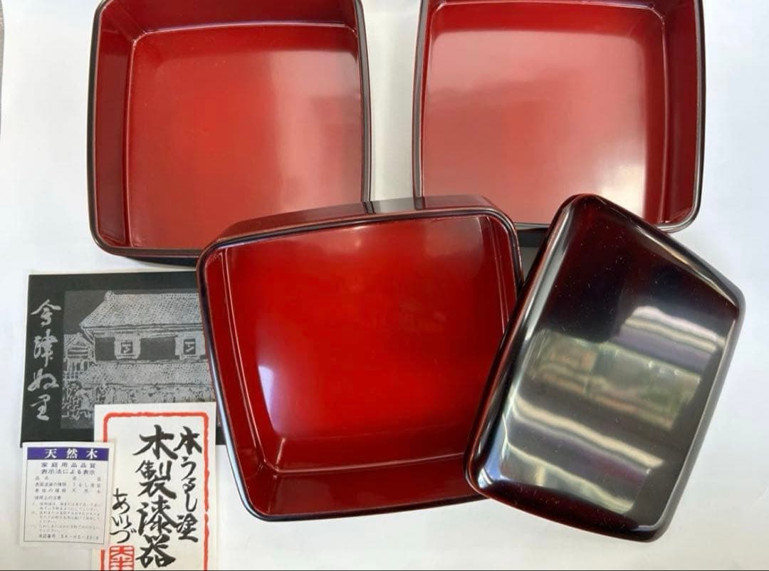 本うるし塗り　会津塗り　重箱　天然木　5寸（15㎝）　三段重　多分未使用　箱入り