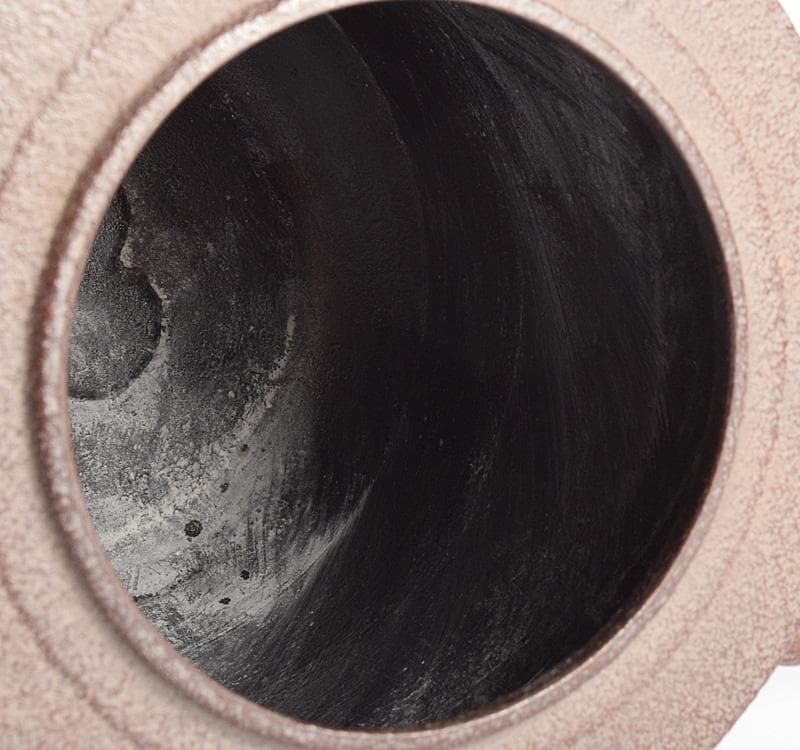 白黒みいちゃん　高橋敬典作　唐松地紋　筒釜　鉄釜　共箱　M　R4914C