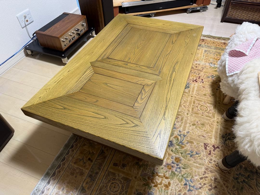 木製座卓 引き出し付き 天板開閉可能