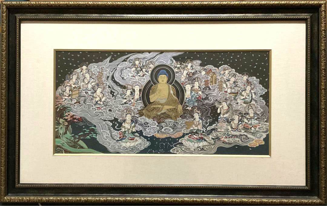 阿弥陀来迎図　手描き　仏画　肉筆　絵画