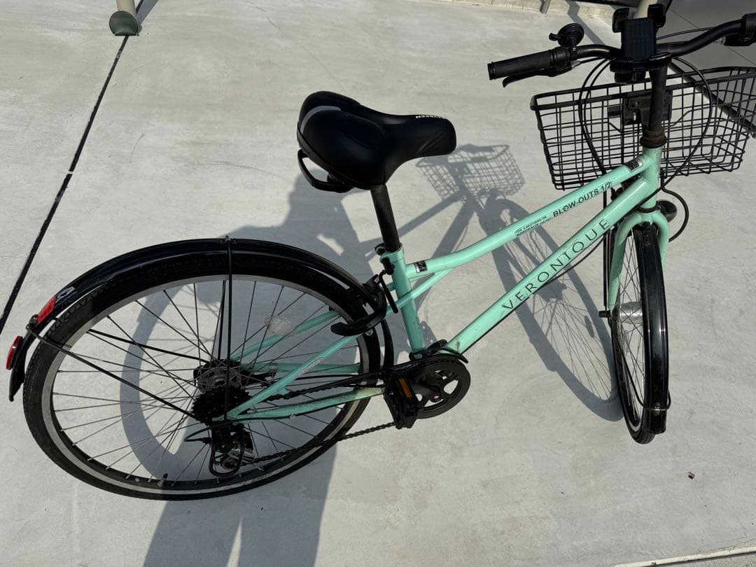 【直接引き取り限定】カゴ付きクロスバイク自転車27インチ6段変速