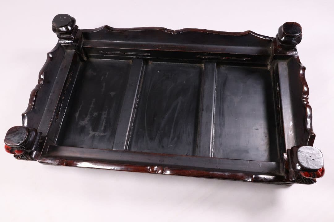 時代唐物 青貝螺鈿細工 楼閣人物 平卓 花台 香炉台 58cm 木製【MA624