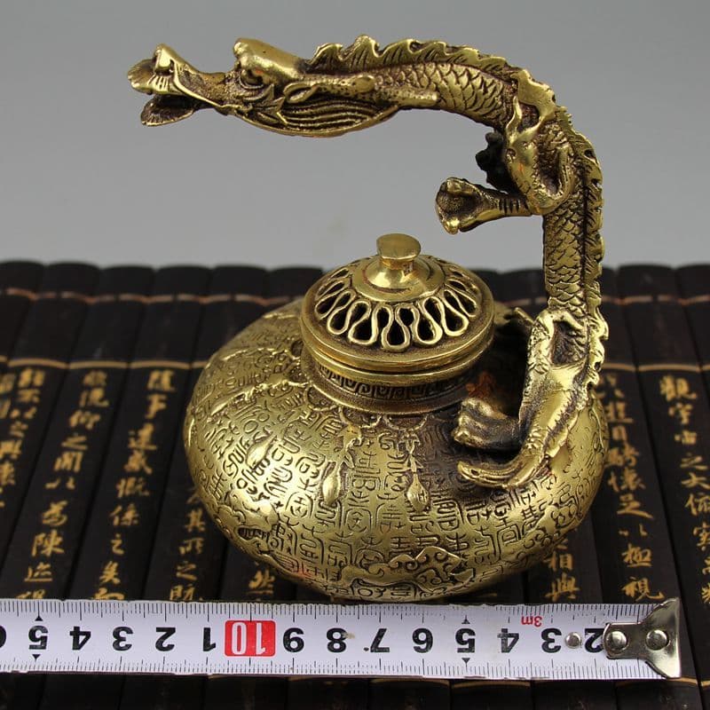 手提竜香炉 銅器 香炉 茶道具 香道具 工芸品 美術品 置物