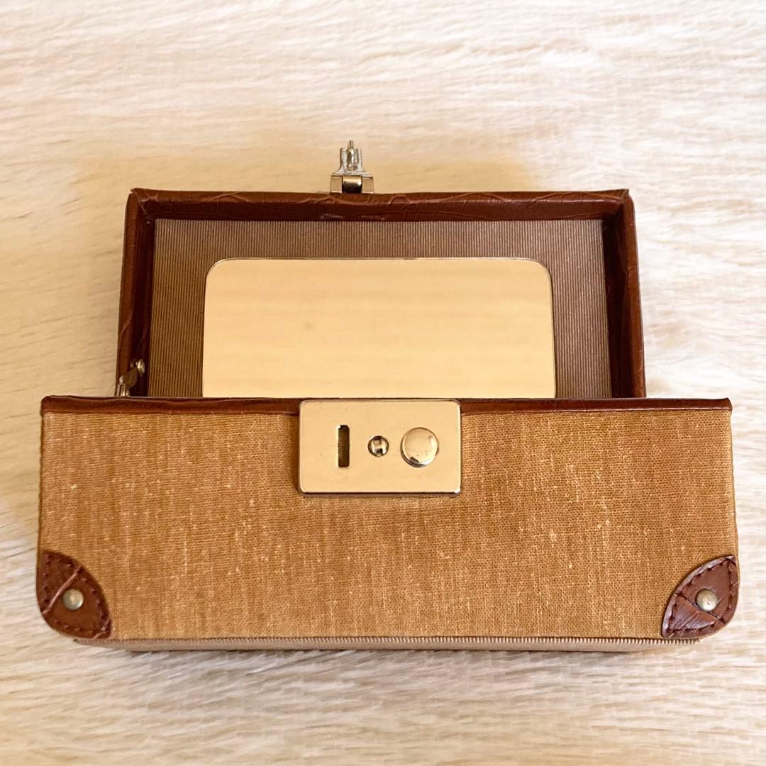 ジュエリー ボックス トランク　ミラー ケース　鍵付き　ヴィンテージ　小物入れ