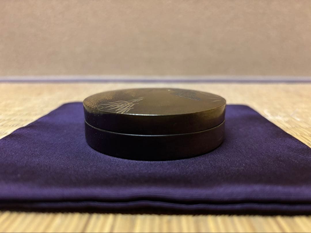 迎田秋悦　芦に鳥　蒔絵　香合　茶道具