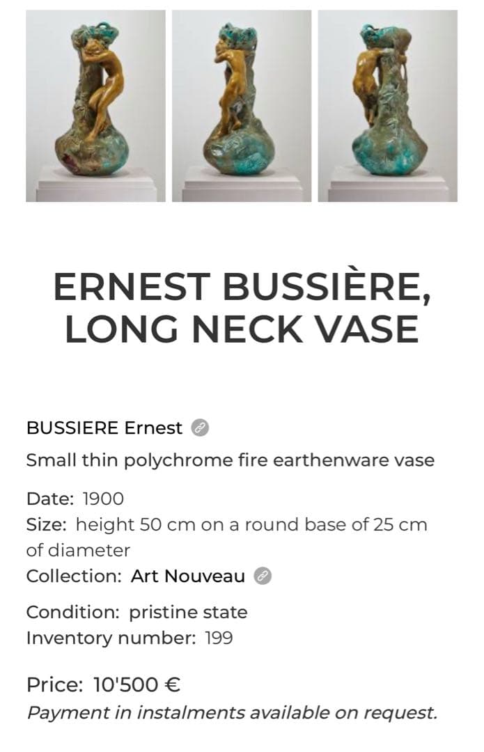 アーネスト・ブシエール　アール・ヌーヴォー　陶芸　美術品　芸術品　アンティーク