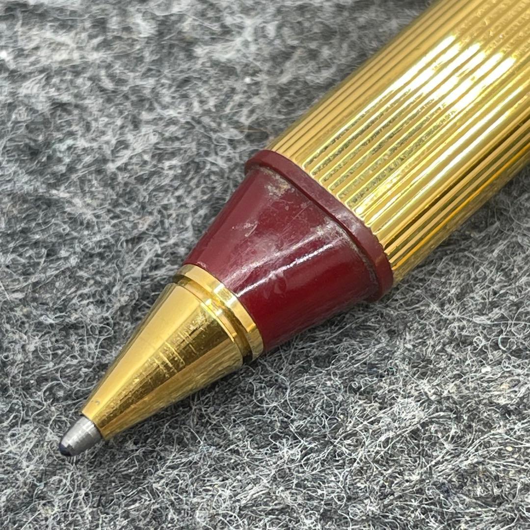 PE321□カルティエ トリニティ キャップ式ボールペン ストライプ ゴールド