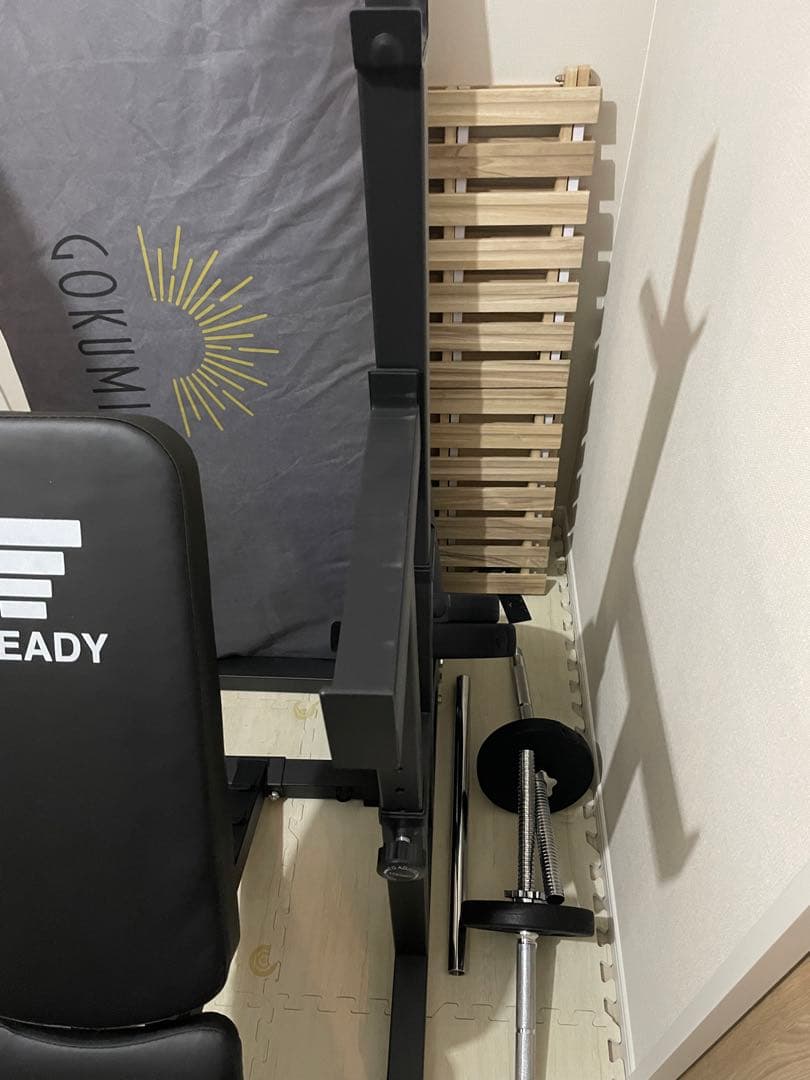 美品 トレーニングベンチ バーベルスタンド バーベル セット バーベルスクワット