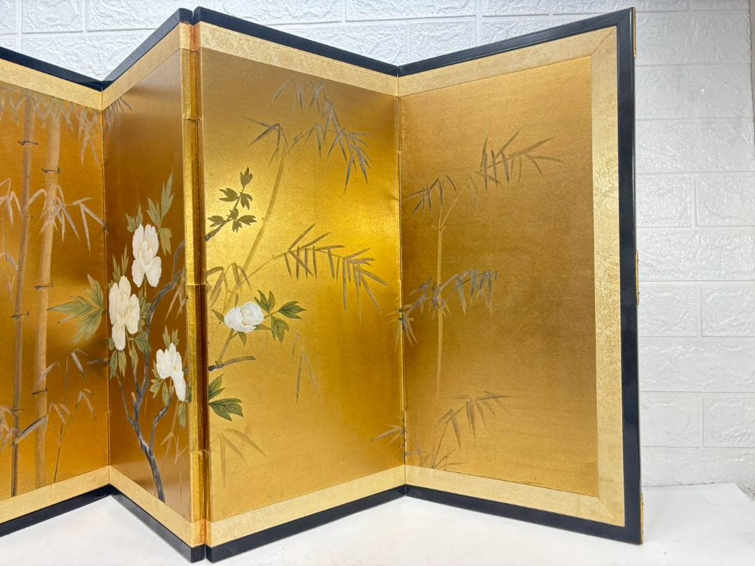 11-11-1 屏風 びょうぶ 牡丹 ぼたん 松風 金 折り畳み 和風 アート