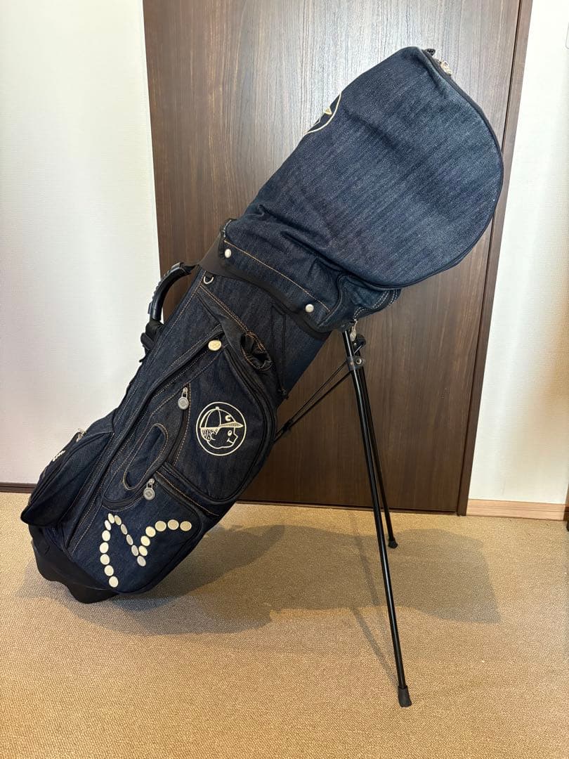 レア エヴィスゴルフ EVISU キャディバッグ デニム フードカバー付き