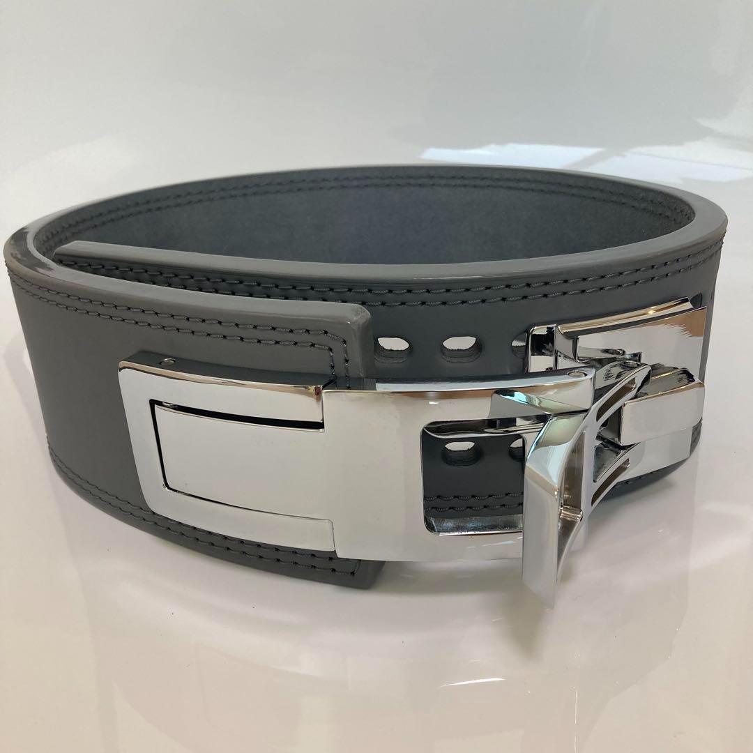 新品 パワーベルト レバーアクション Sサイズ 本革 グレー×艶銀 可変式