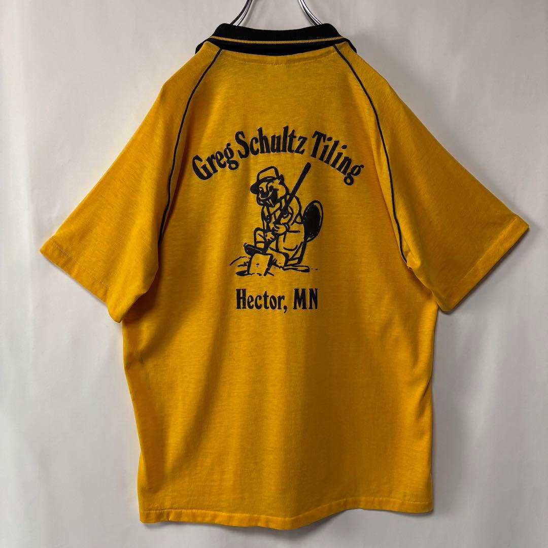 USA製　ヒルトン　ボーリングシャツ　Lサイズ　半袖シャツ　イエロー　アメカジ