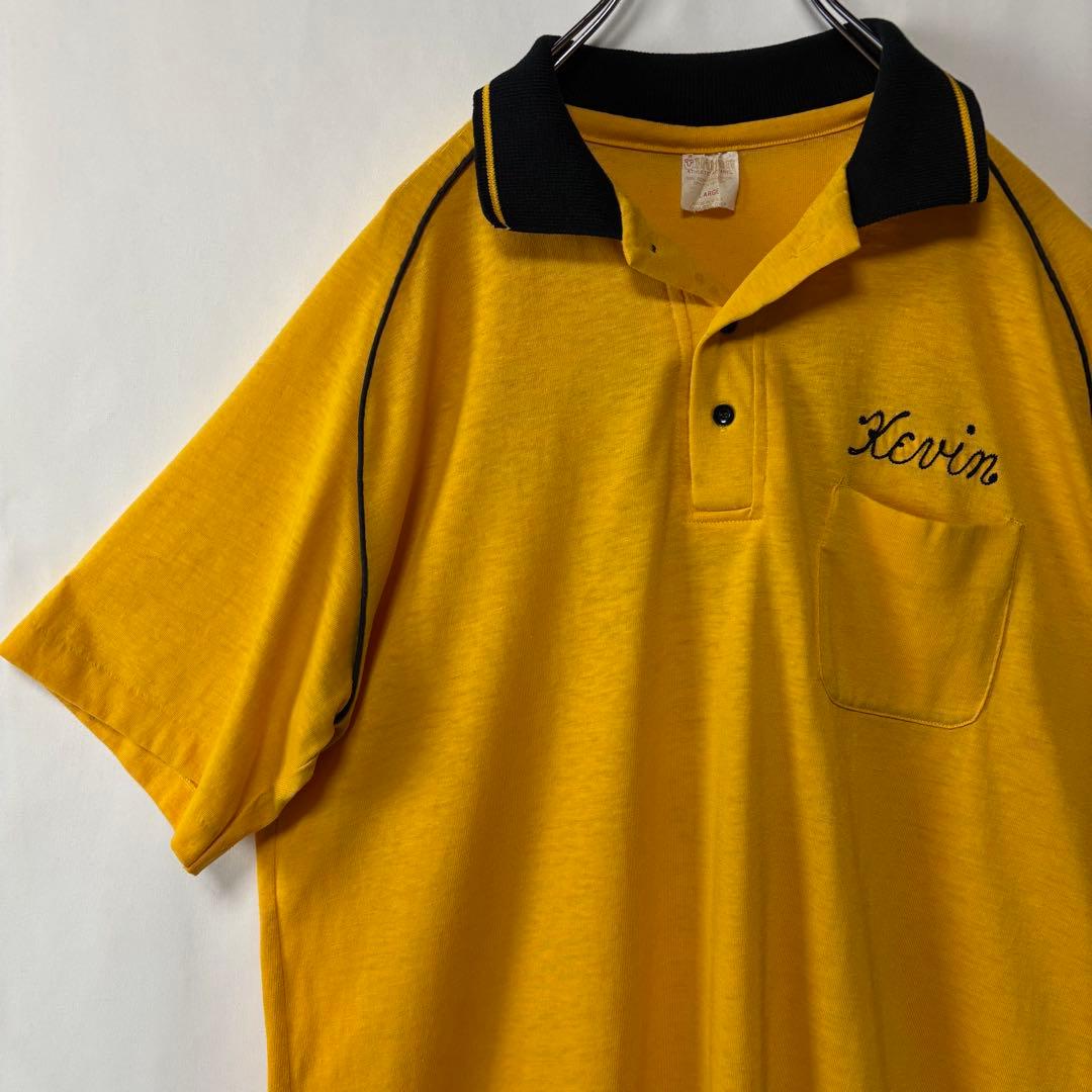 USA製　ヒルトン　ボーリングシャツ　Lサイズ　半袖シャツ　イエロー　アメカジ