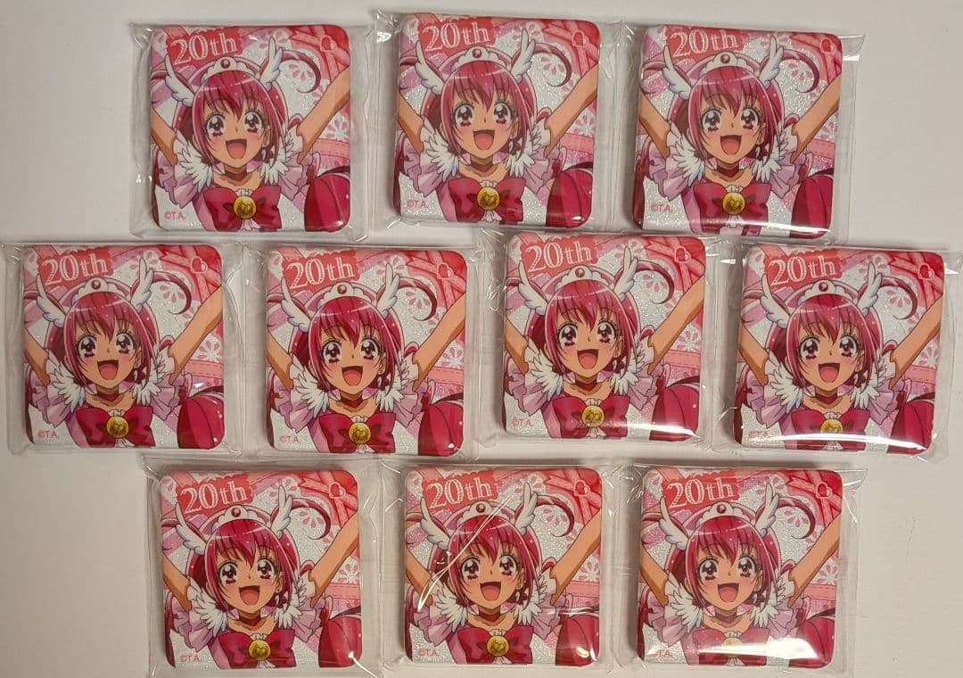 ハッピー　プリキュア　20周年記念　スクエア　缶バッジ　中国　みゆき　スマイル