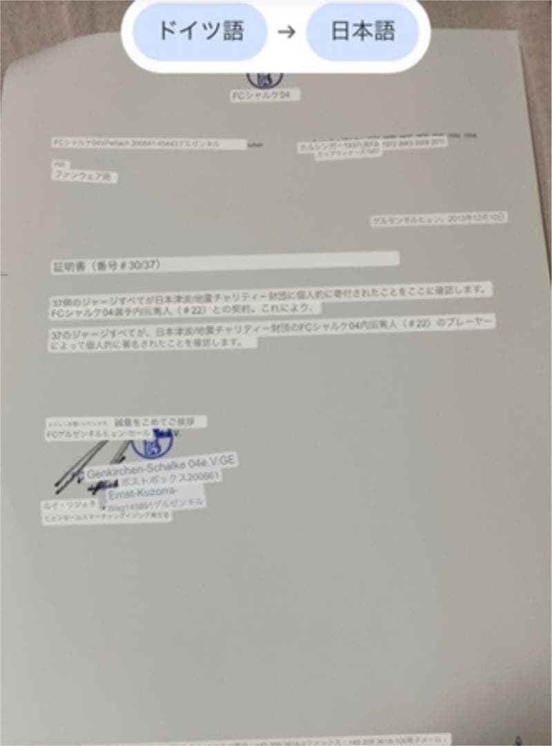 内田篤人　ウッチー　直筆サイン入りユニフォーム　シャルケ