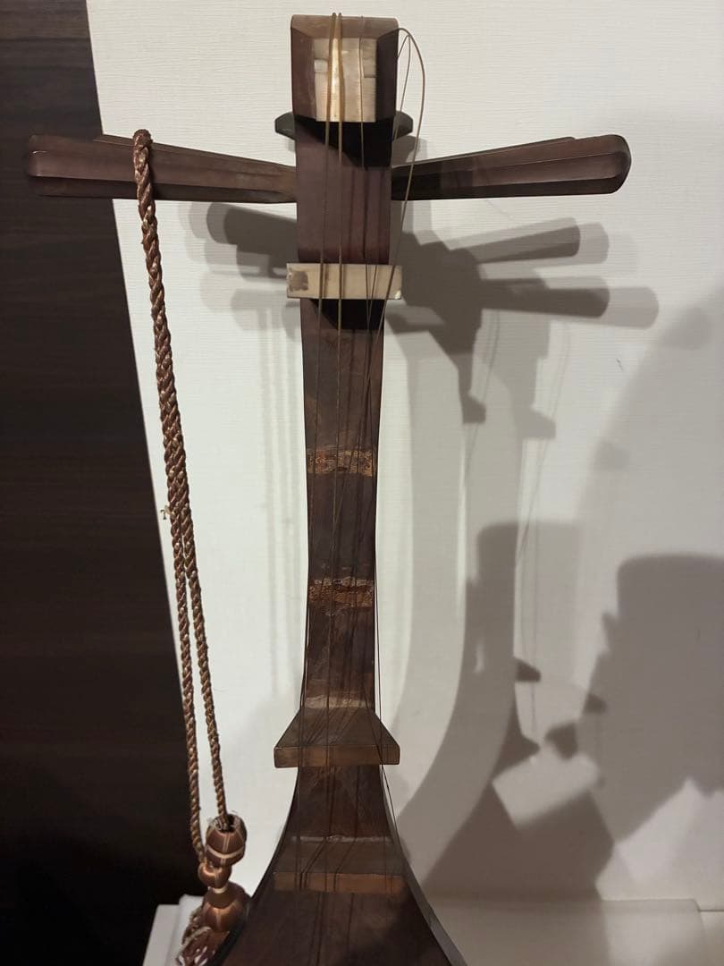 m*u様 筑前琵琶 五弦 レトロ　【ジャンク品】ヴィンテージ　時代物　古美術