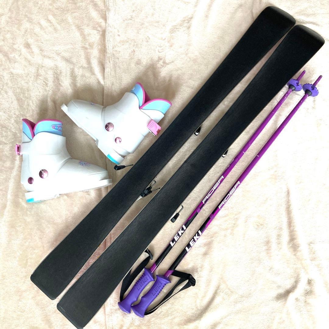 スキー3点セット4点セットスキー板110靴19cm 20cmジュニアガール女子