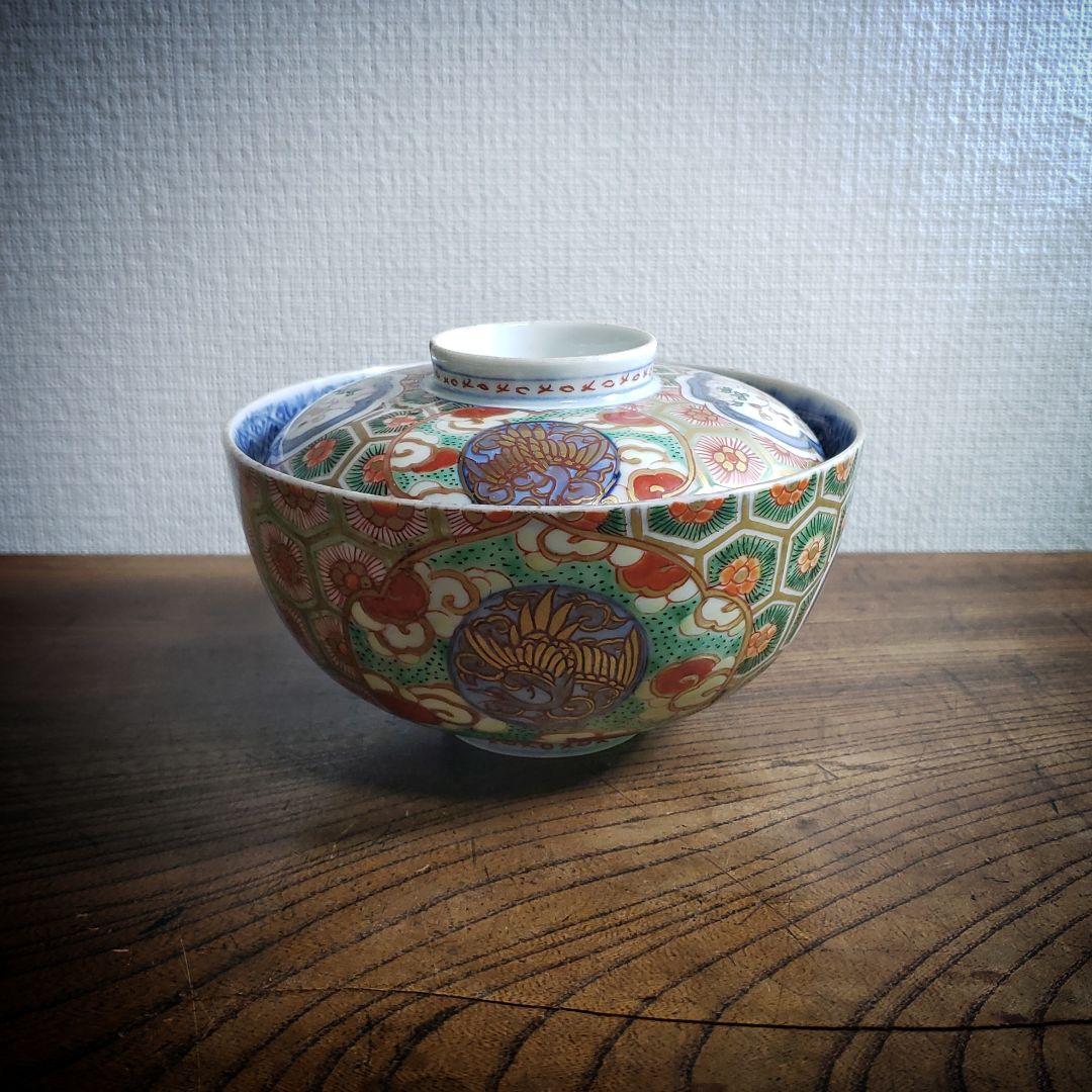 蓋物　蓋茶碗　古伊万里　金襴手　染付　亀甲　舞鶴　鳳凰　松竹梅　角福　ニュウ