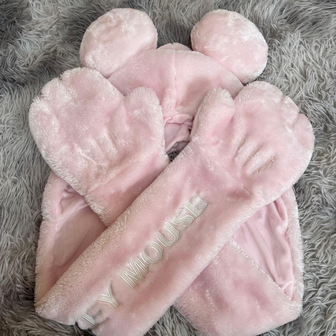 ディズニー ファンキャップ マフラー 手袋 ミッキー ピンク マフラーキャップ