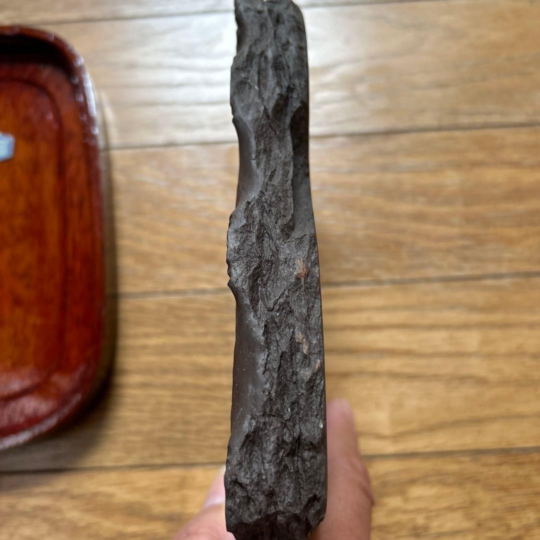 旧蔵コレクション【中国貴重端渓古硯】大き目サイズ四辺細工彫刻梅鶯図　新品未使用