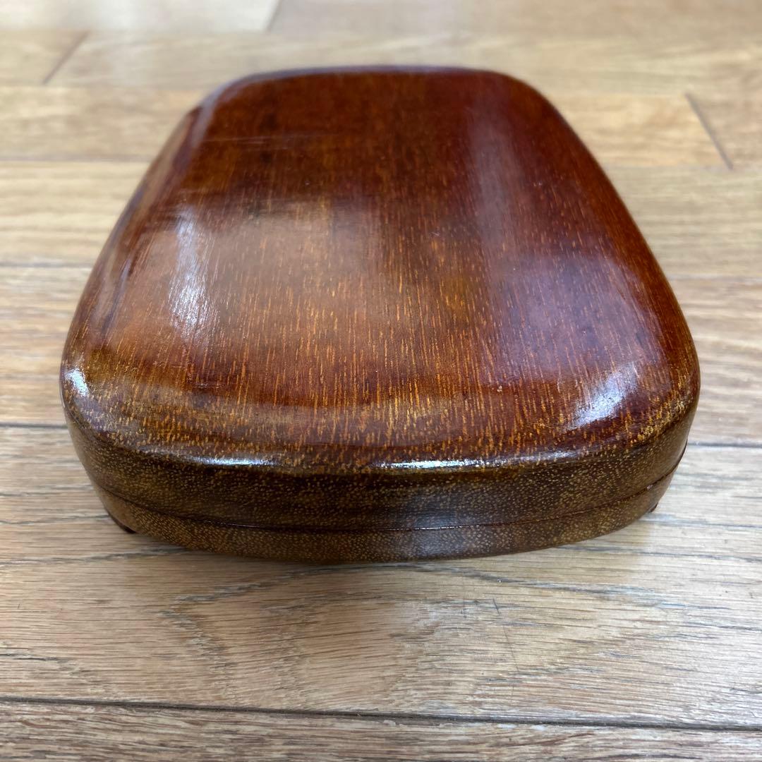 旧蔵コレクション【中国貴重端渓古硯】大き目サイズ四辺細工彫刻梅鶯図　新品未使用