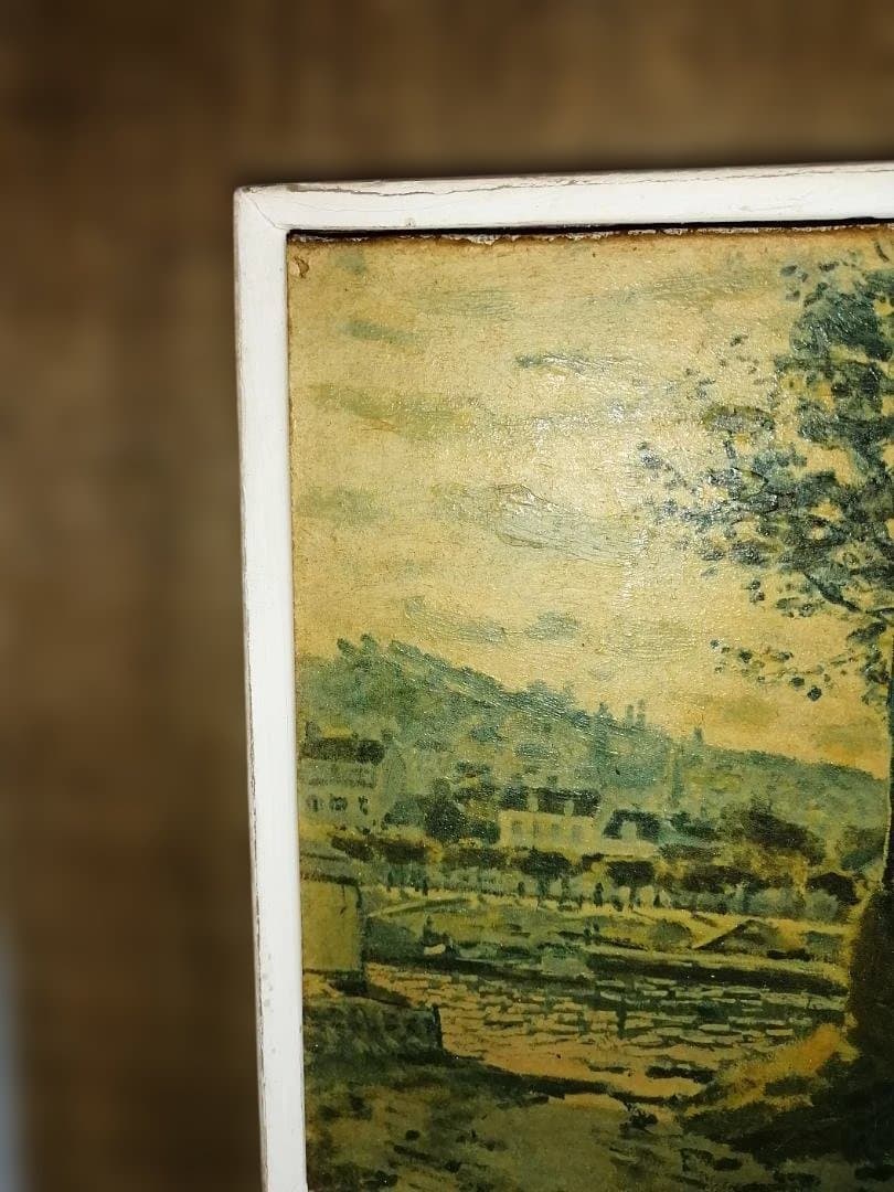 複製画　クロード・モネ「ブージヴァルの橋」AIによる結果　レトロな額縁