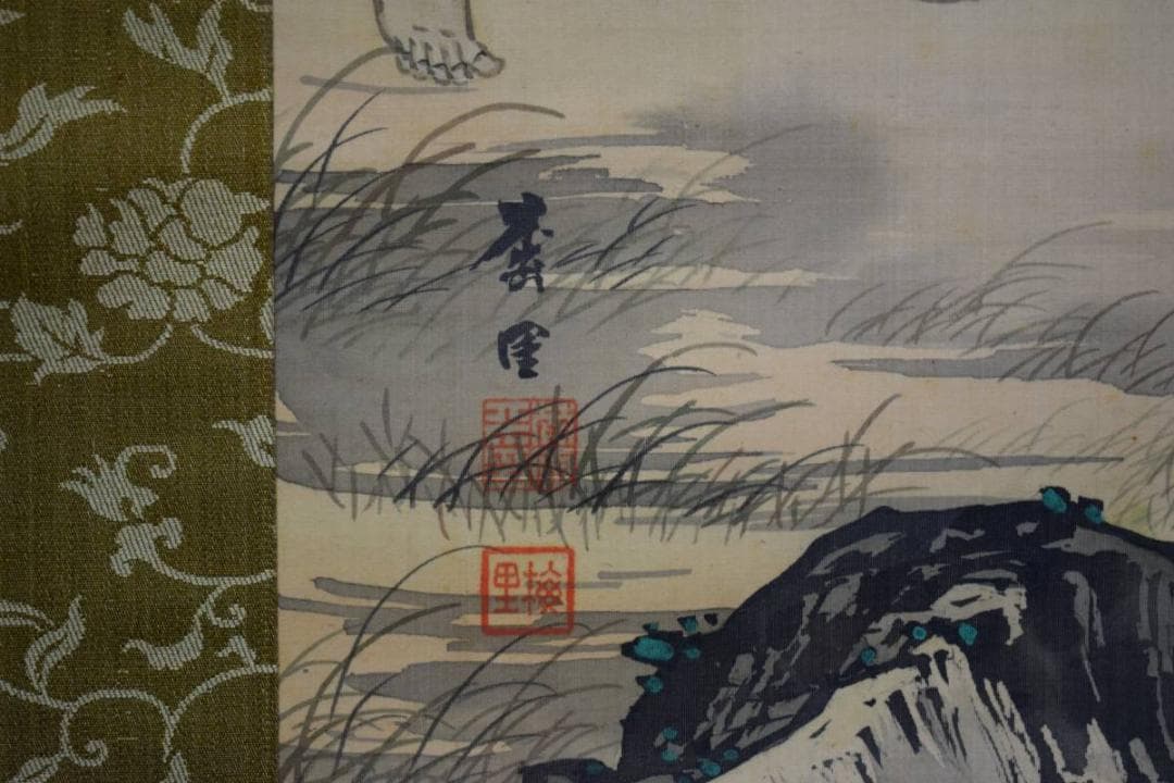 模写/梅里/北畠顕信卿鳥海山祈願之図/双幅/布袋屋掛軸HE-274