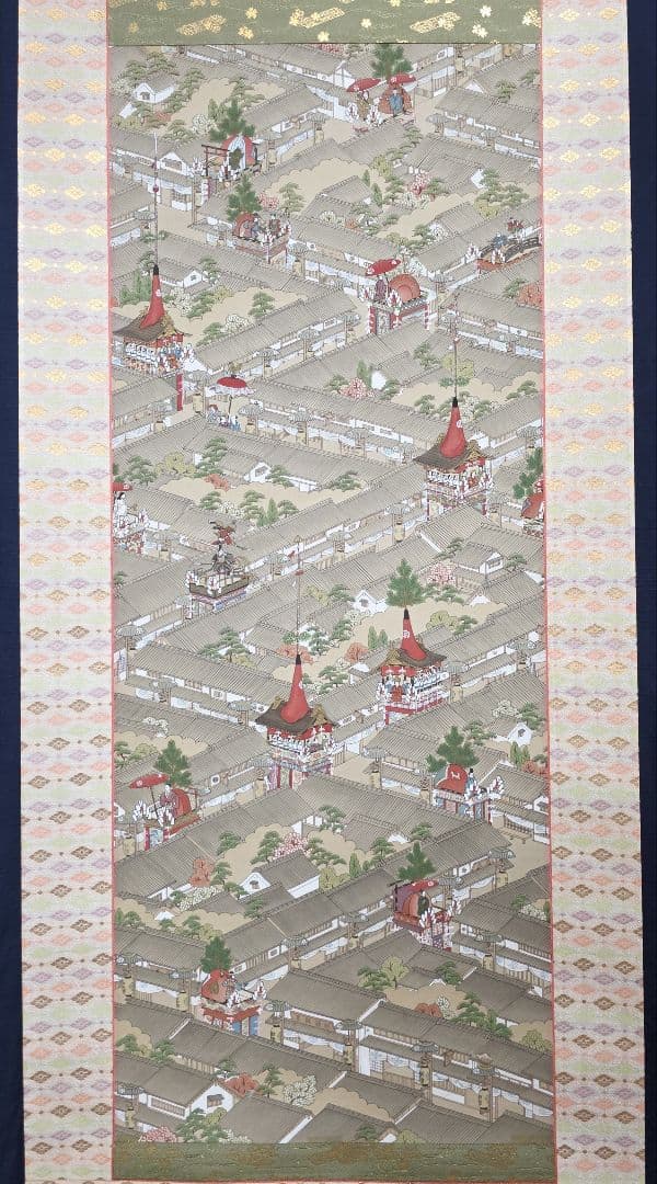 【祇園祭山鉾巡行図】染色 1015 京都洛中洛外 長刀鉾 掛け軸
