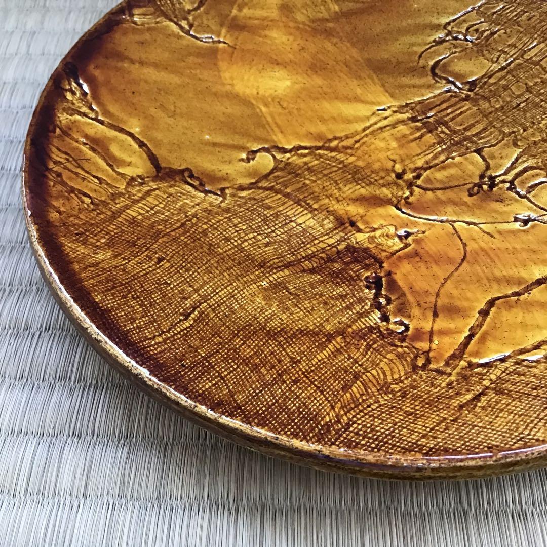 茶道具　飴釉　菓子器　楽焼菓子皿　孤葊(こあん)造　紙箱　S151KZ