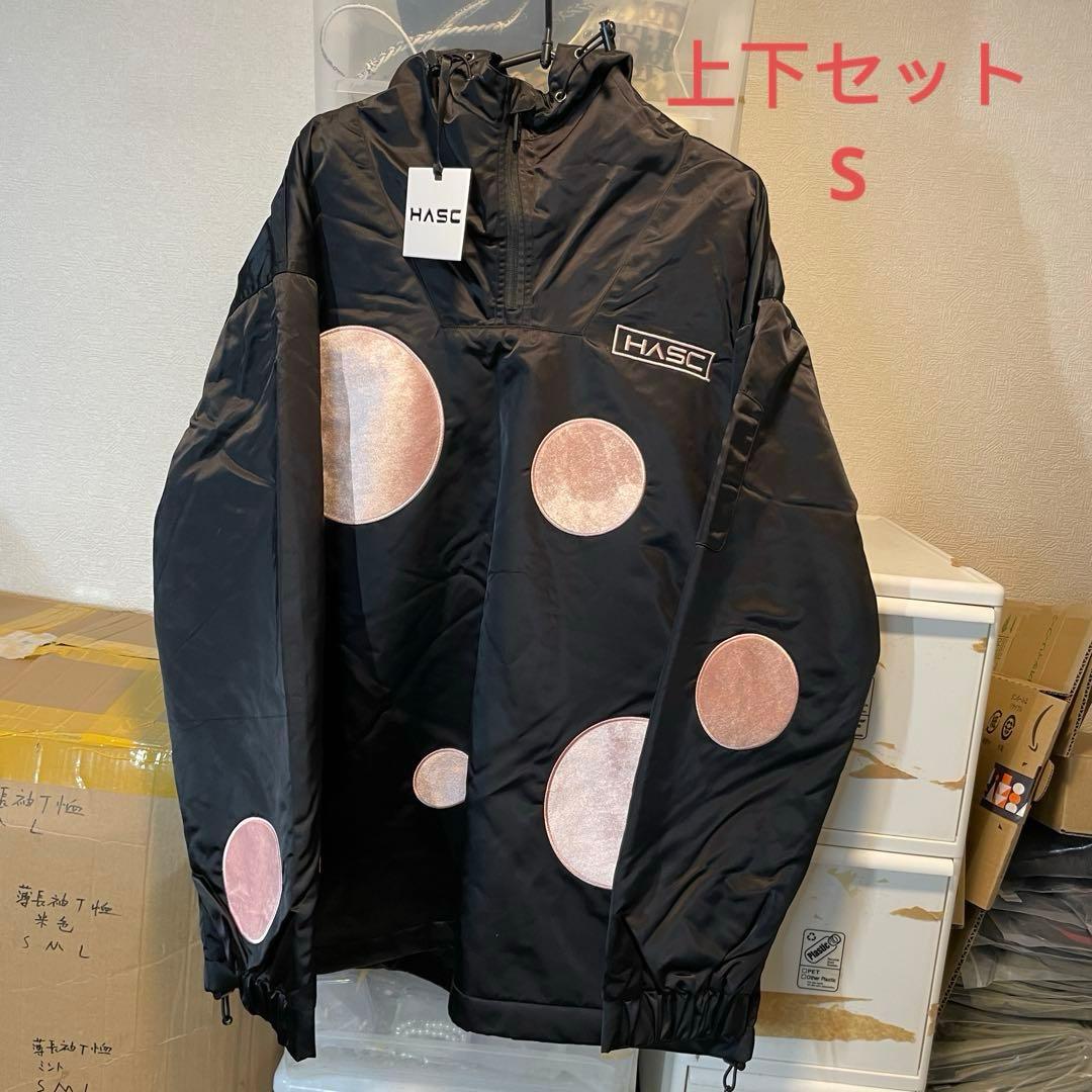 新品未使用 スノボウェア 上下セット S ブラック ドット柄 男女兼用