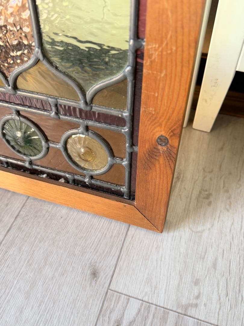 アンティークステンドグラス ロンデル マルチカラー 縦横使い 1920年代英国製