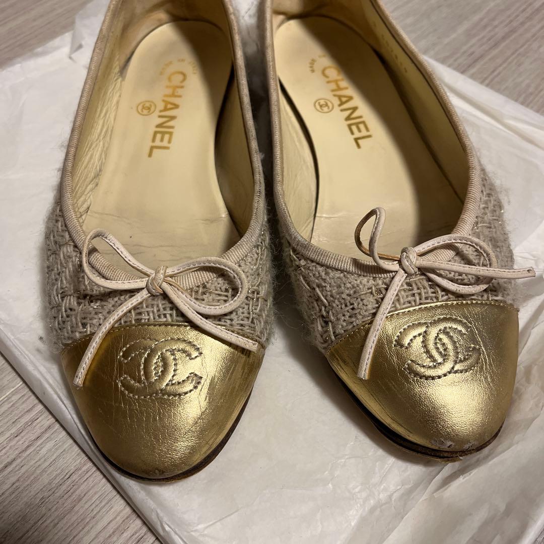 CHANEL シャネル　ツイードバレエシューズ 37サイズ