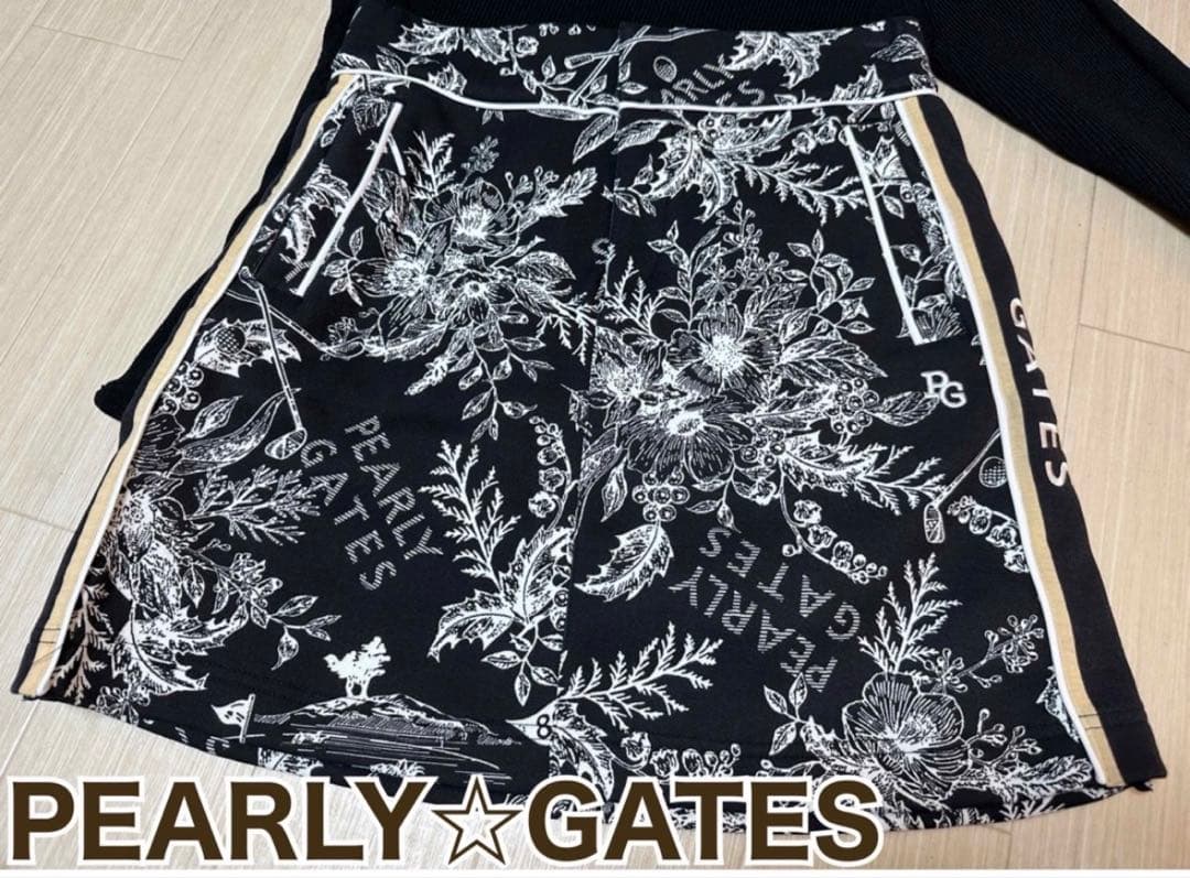 パーリーゲイツ　花柄　スカート　ダンボールニット　サイズ１