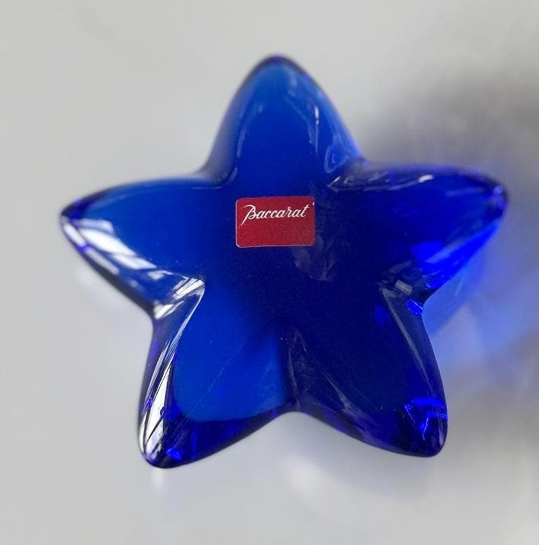 売約済み　バカラ　希少　クリスタル　ペーパーウェイト　青い星　ヒトデ　オブジェ
