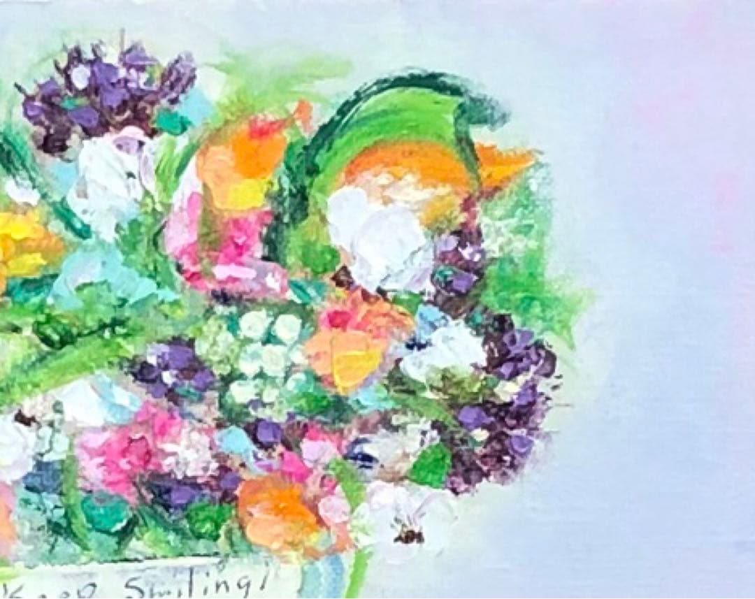 絵画　油絵　原画　一点物　花　レトロ　アート　プレゼント　インテリア　SM