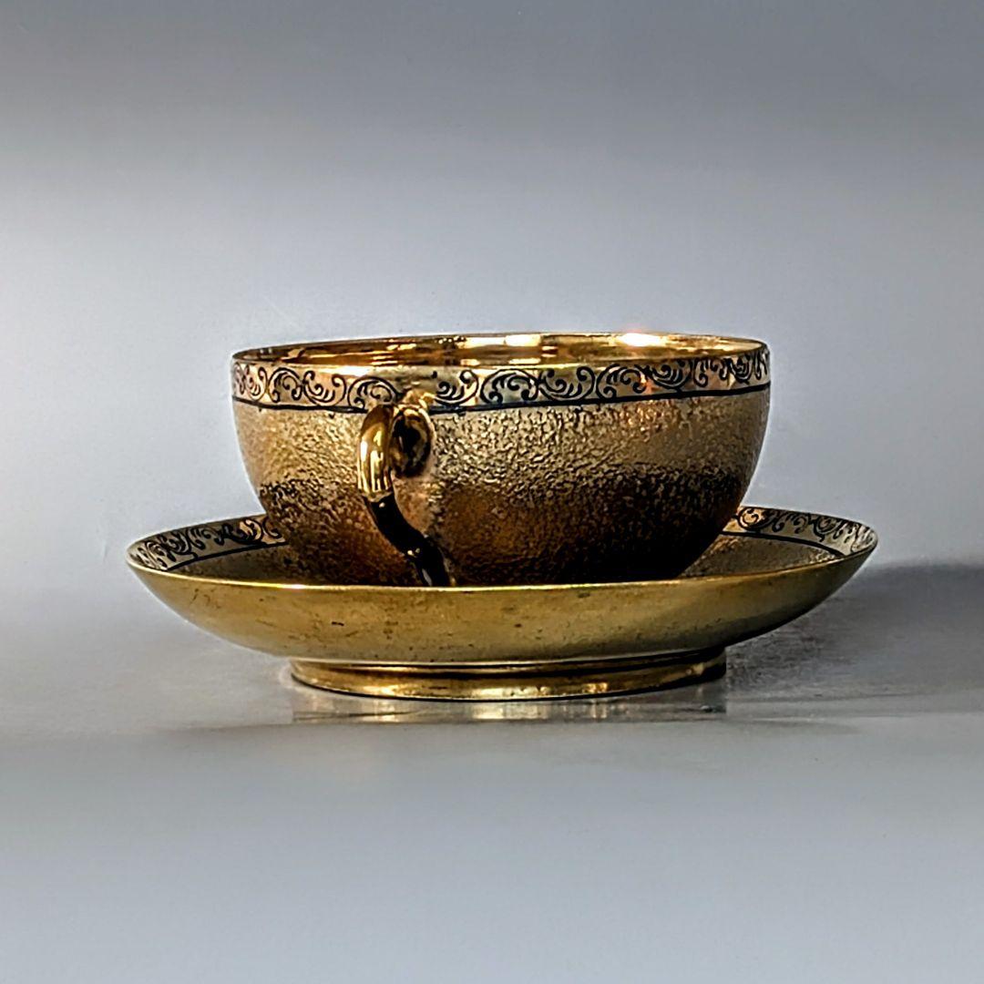 オールドニッポン 大銘品! 金彩エッチング クサラシ技法 カップ＆ソーサー