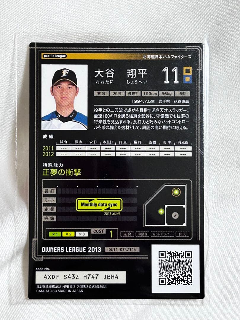 大谷翔平　ルーキー　オーナーズリーグ