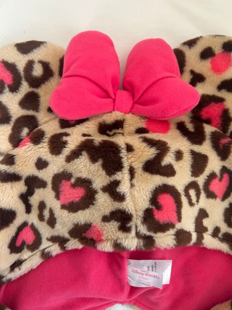 ディズニー ミニーマウス ヒョウ柄マフラーファンキャップ